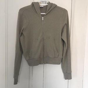 Slate green thermal knit TNA zip up sweater